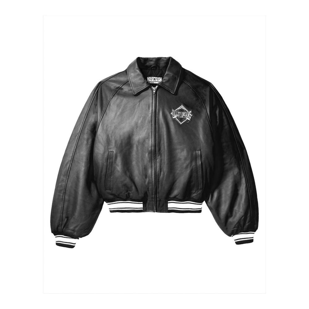 NEW VALE FOREVER men's leather coach jacket in black